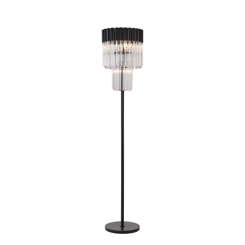 Photograph: Idolite Carpathian 5 Light Floor Lamp Chandelier In Black With Clear Glass