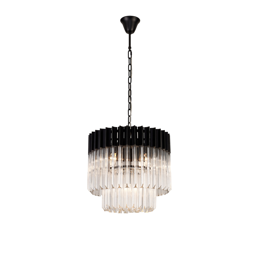 Photograph: Idolite Carpathian 5 Light Round Pendant Chandelier In Black With Clear Glass