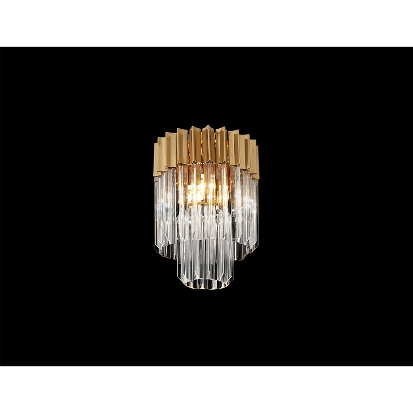 Photograph: Idolite Carpathian Brass 3 Light Flush Ceiling Light C/W Clear Glass Drops