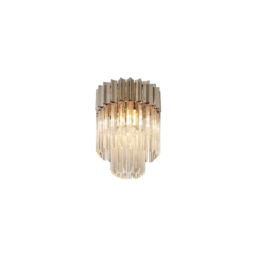 Photograph: Idolite Carpathian Polished Nickel 3 Light Flush Ceiling Light C/W Clear Glass Drops