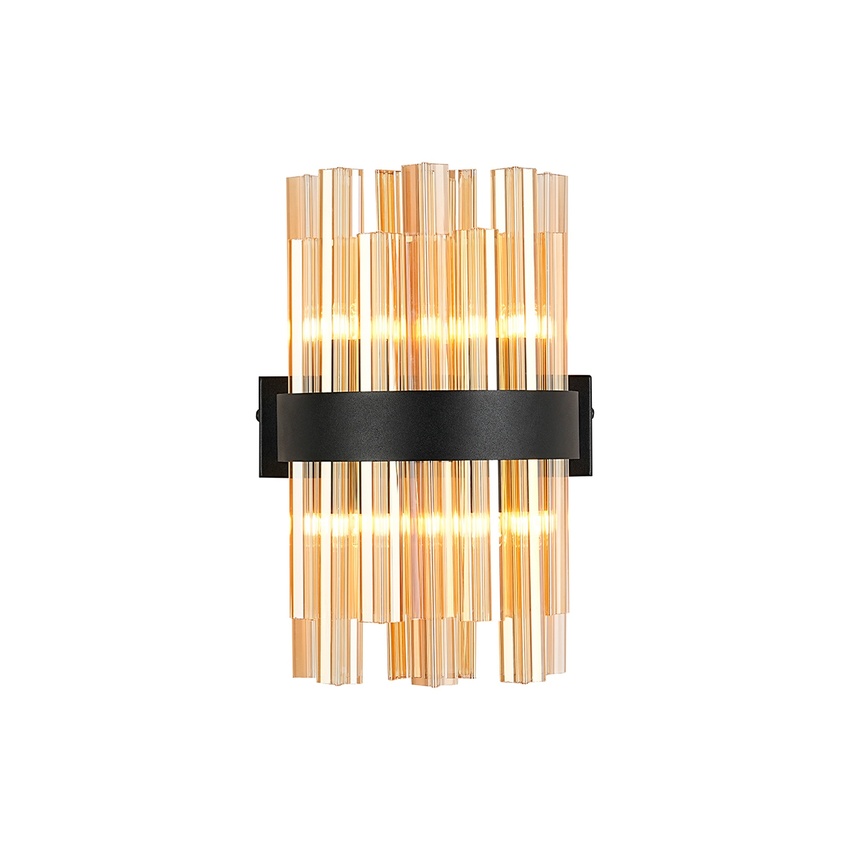 Photograph: Idolite Caspian 4 Light Wall Lamp Satin Black With Amber Glass Rods