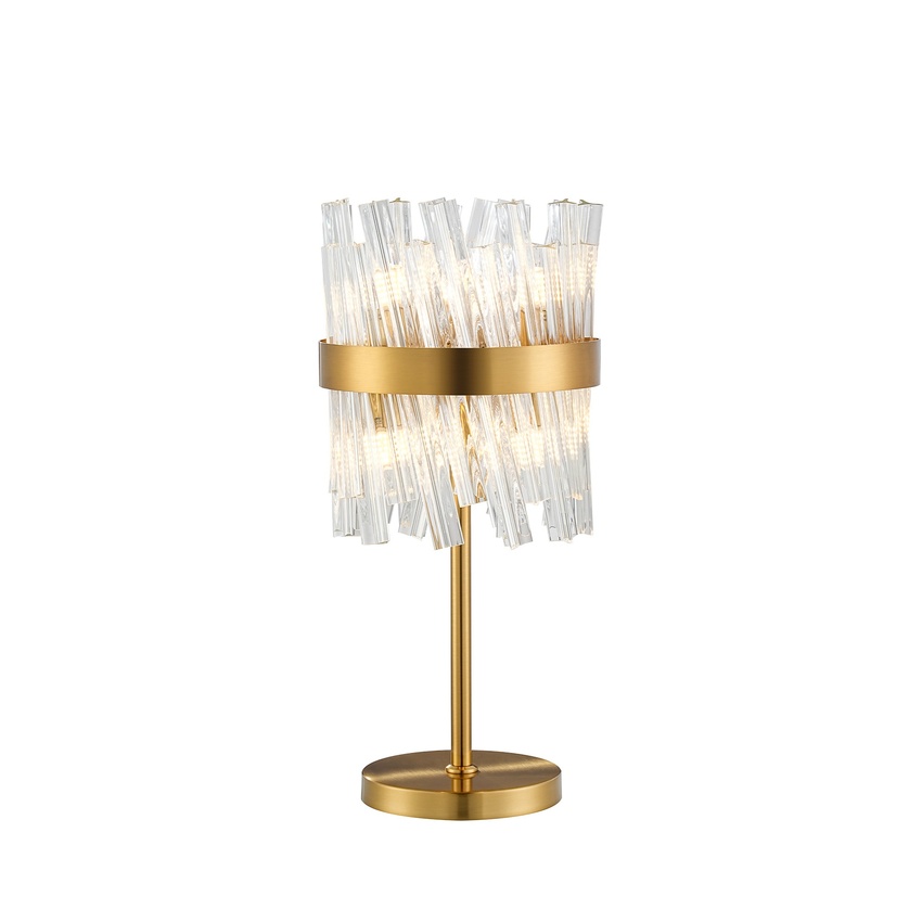 Photograph: Idolite Caspian 6 Light Table Lamp Brass With Clear Glass Rods