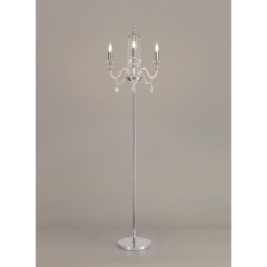 Photograph: Idolite Caucasus Polished Chrome 3 Light Crystal Floor Lamp