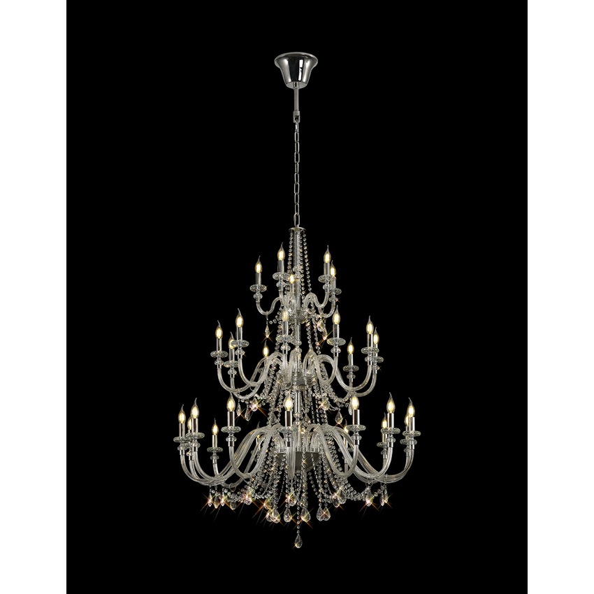 Photograph: Idolite Caucasus Polished Chrome 3 Tier 29 Light Crystal Chandelier