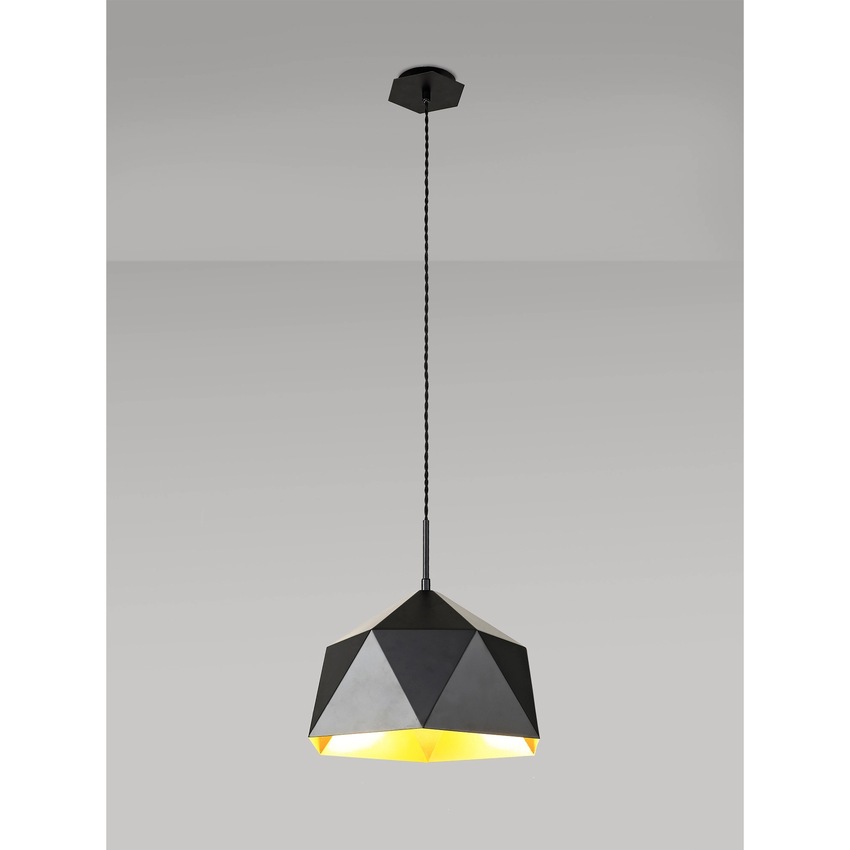 Photograph: Idolite Celeste Matt Black Finish Single Pendant Light C/W Gold Inner