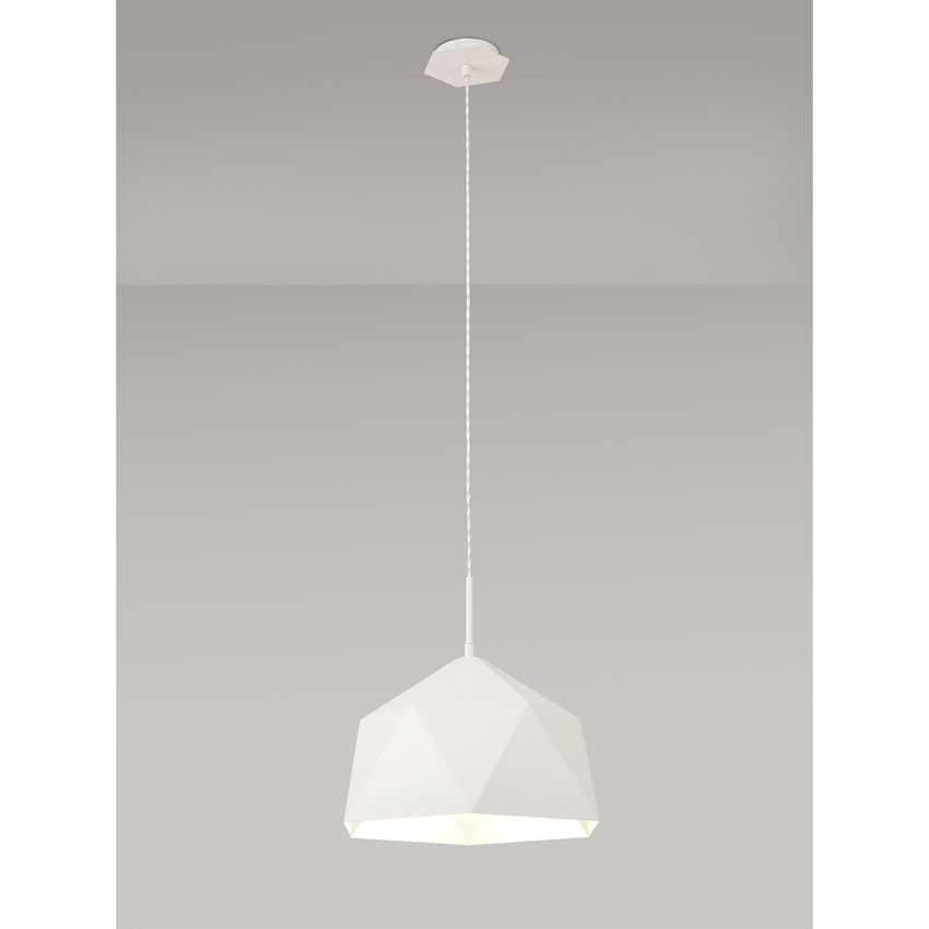 Photograph: Idolite Celeste White Finish Single Pendant Light C/W Silver Inner