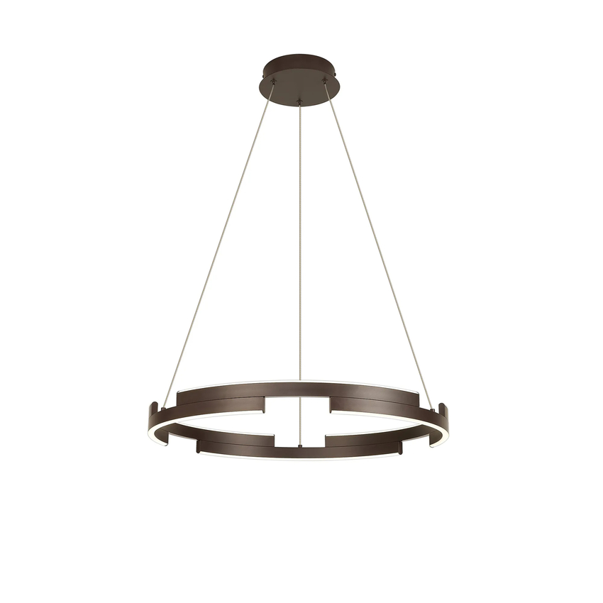 Photograph: Idolite Chislett 60CM Brown Oxide Finish Led Round Led Pendant Light Complete With 3 Step Dimming - 4000K