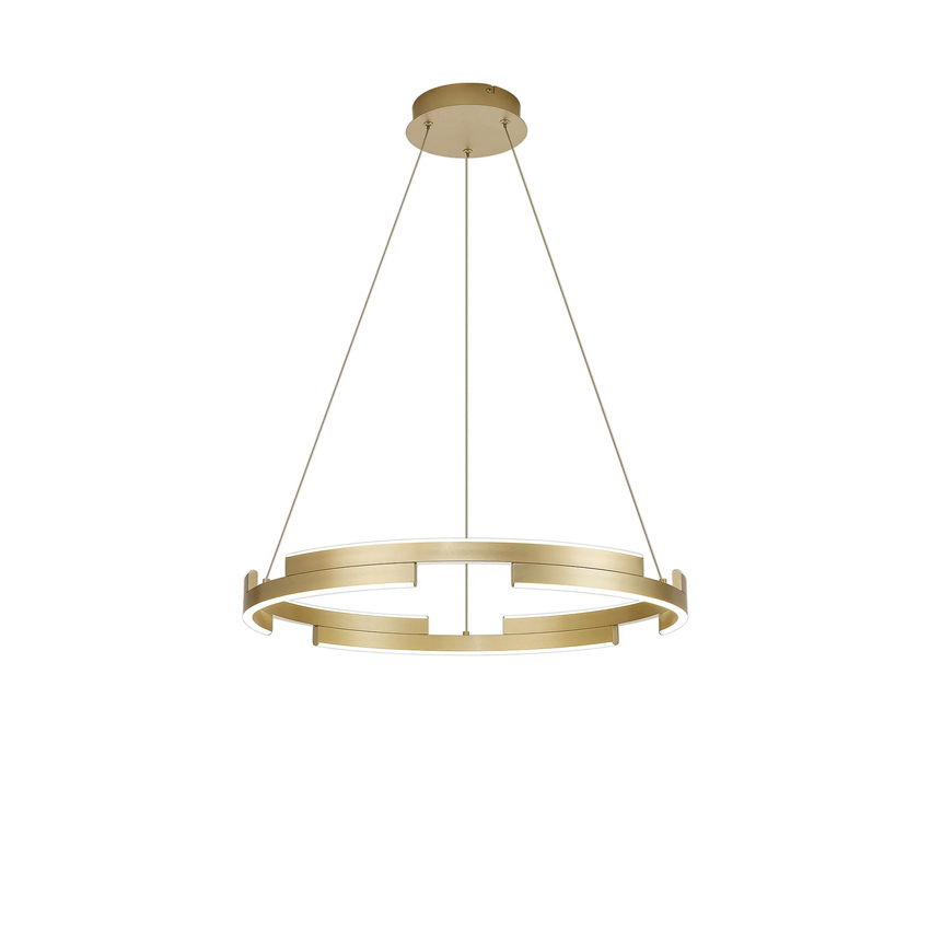 Photograph: Idolite Chislett 60CM Gold Finish Led Round Led Pendant Light Complete With 3 Step Dimming - 3500K