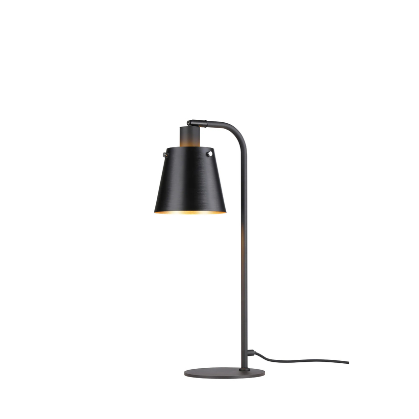 Photograph: Idolite Coughlan Black 1 Light Table Lamp Complete With Black/Gold Metal Shade