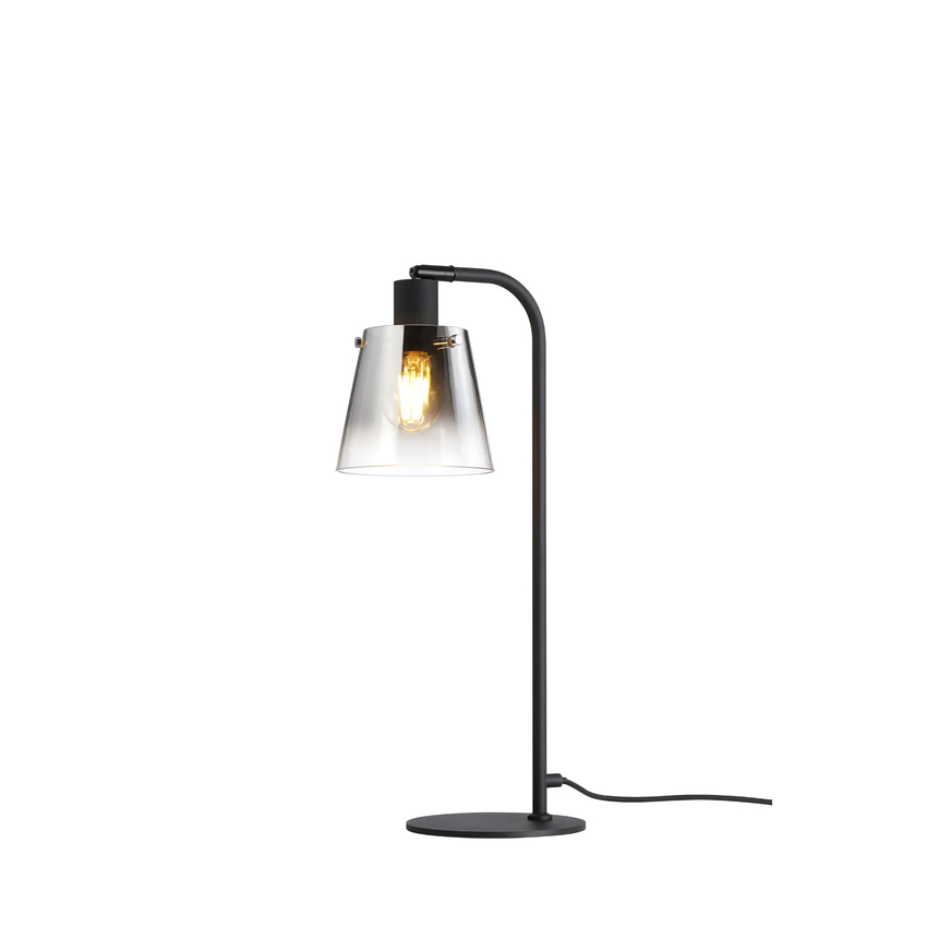 Photograph: Idolite Coughlan Black 1 Light Table Lamp Complete With Smoked Faded Glass