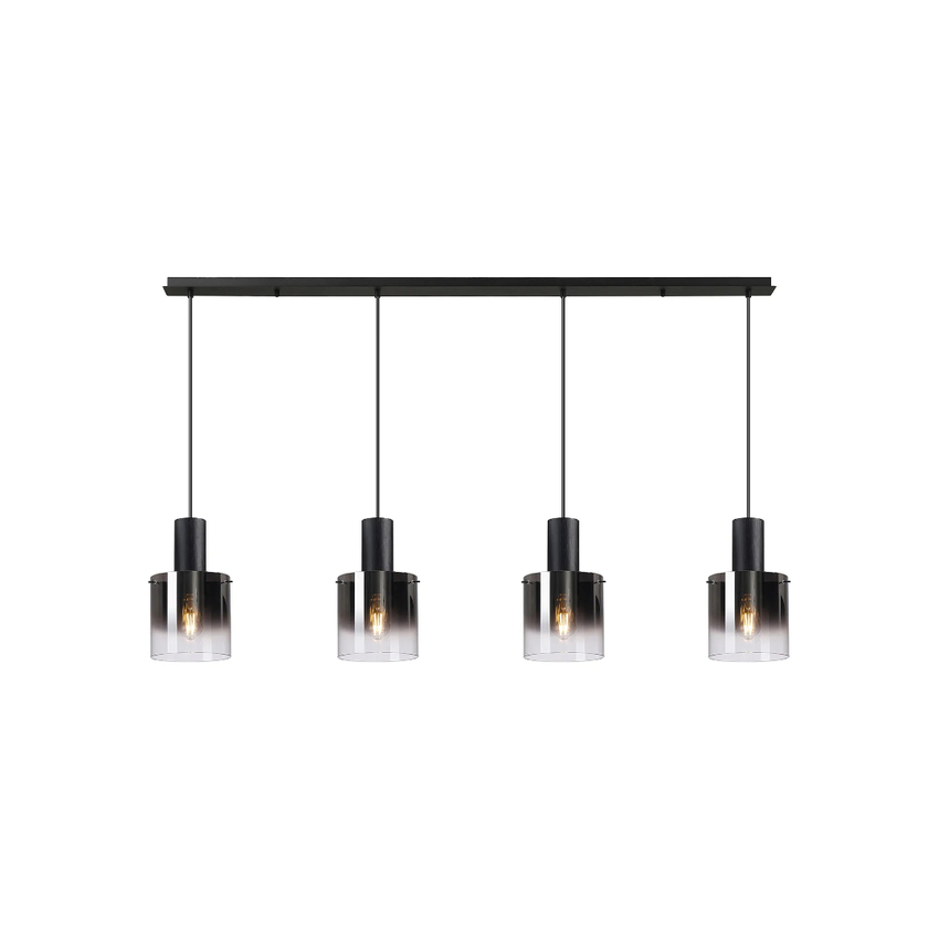 Photograph: Idolite Crewe 1.5m Linear 4 Light Pendant Satin Black With Smoke Fade Glass