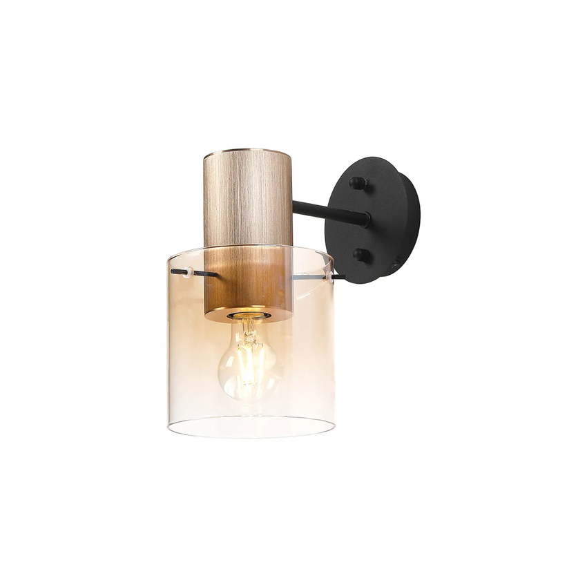 Photograph: Idolite Crewe Single Switched Wall Light Titanium Gold With Amber Fade Glass