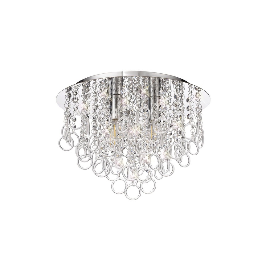 Photograph: Idolite Dale Polished Chrome Finish 4 Light Flush Crystal Ceiling Light