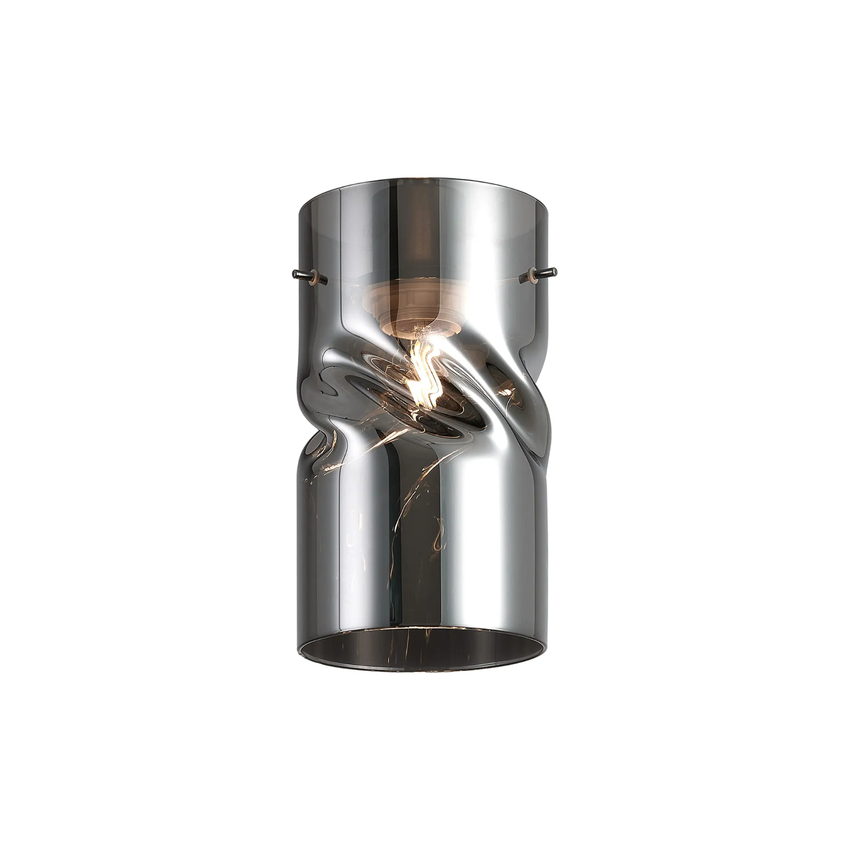 Photograph: Idolite Devine 12x22cm Twisted Cylinder Chrome Glass Shade c/w Polished Chrome 3 Rod Suspension Plate