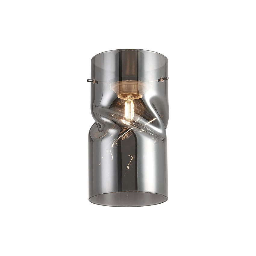 Photograph: Idolite Devine 12x22cm Twisted Cylinder Smoke Plated Glass Shade c/w Polished Chrome 3 Rod Suspension Plate