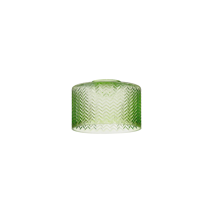 Photograph: Idolite Devine 17x11cm Green Chevron Pattern Drum Glass Shade