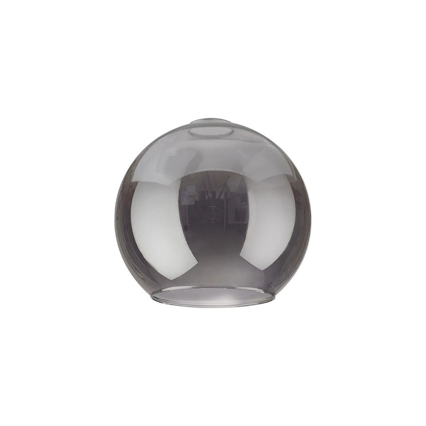 Photograph: Idolite Devine 20x18cm Open Mouth Round Smoked Plated Globe Glass Shade
