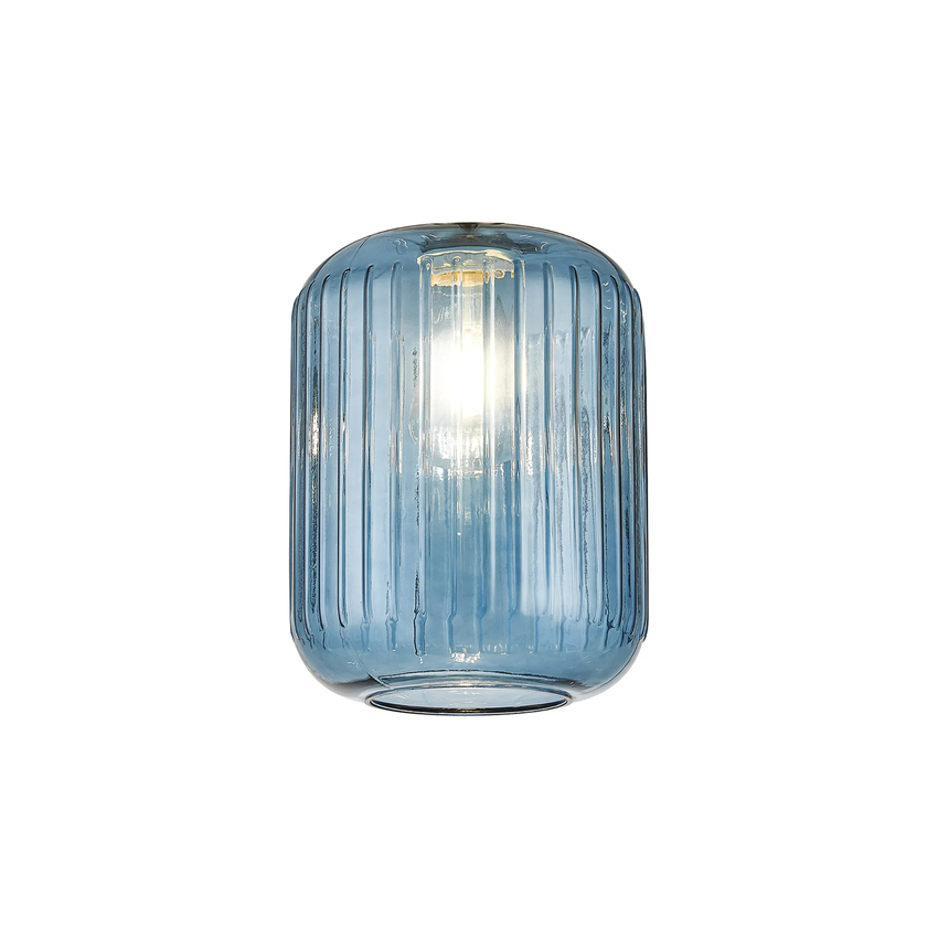 Photograph: Idolite Devine 20x25.5cm Petrol Blue Ribbed Cylinder Glass Shade