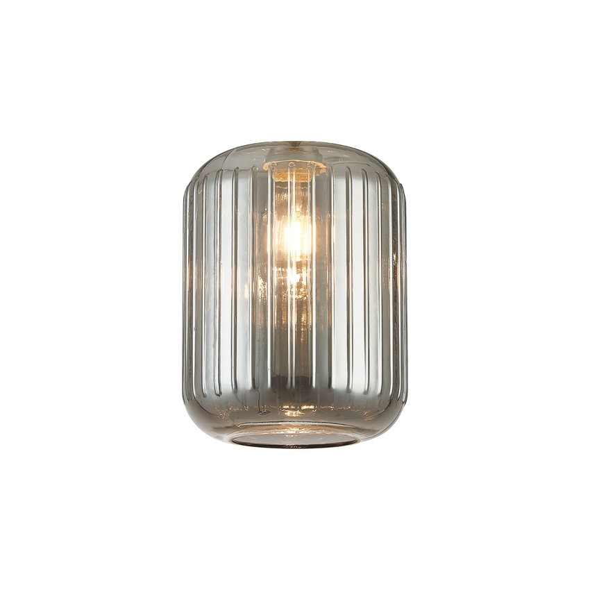 Photograph: Idolite Devine 20x25.5cm Smoke Ribbed Cylinder Glass Shade