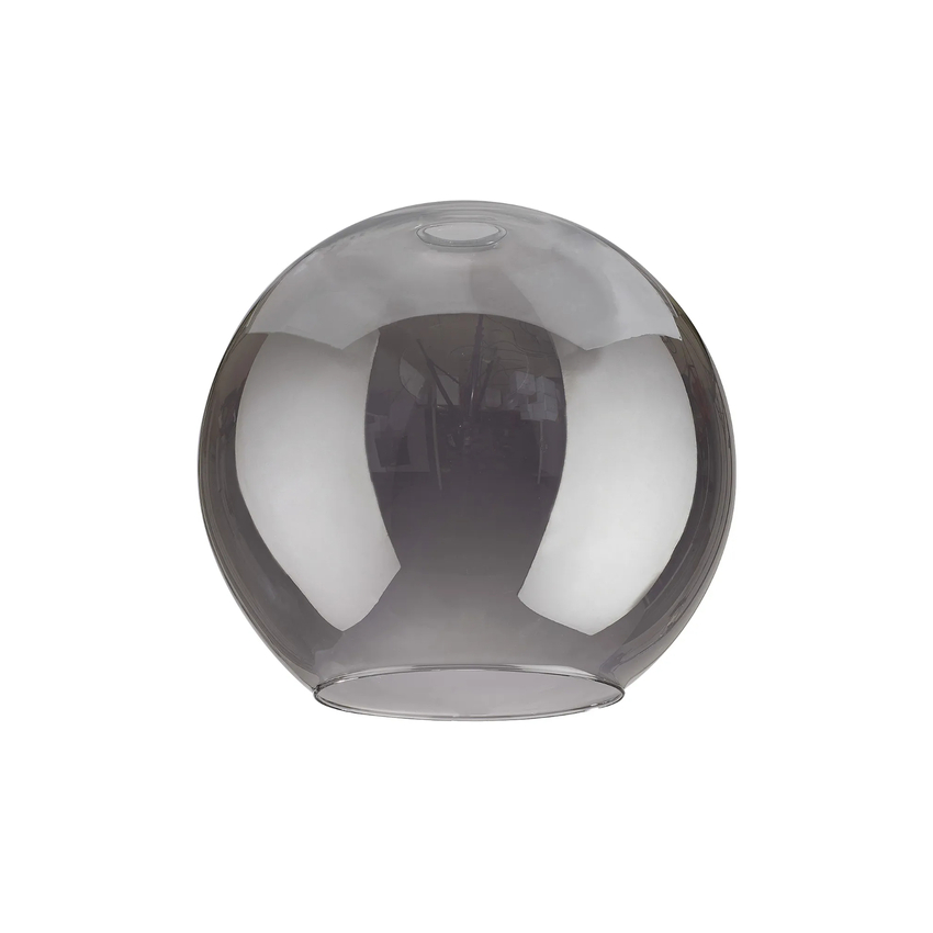 Photograph: Idolite Devine 25x22.5cm Open Mouth Round Smoked Plated Globe Glass Shade
