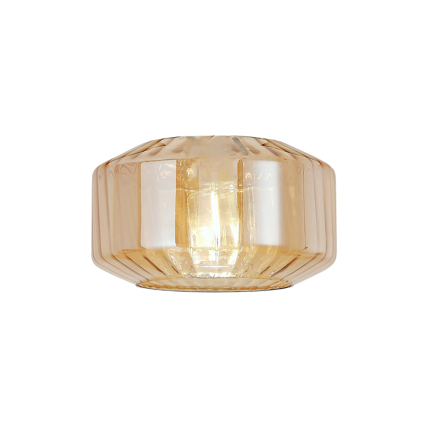 Photograph: Idolite Devine 30x16.5cm Chamfered Round Rippled Glass Shade Amber Plated