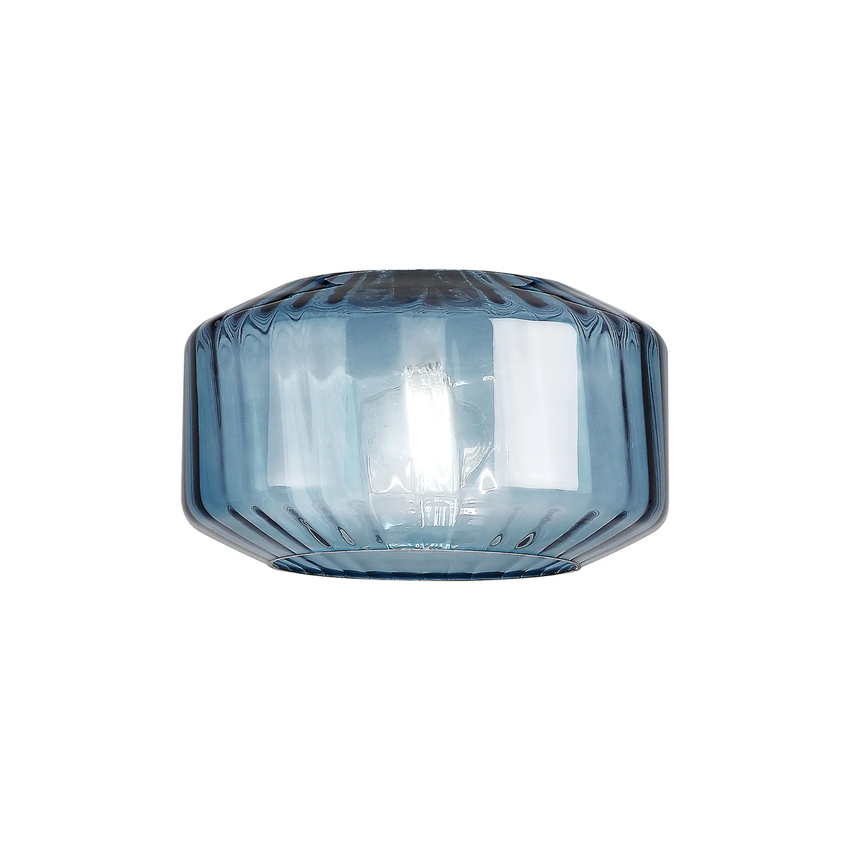 Photograph: Idolite Devine 30x16.5cm Chamfered Round Rippled Glass Shade Blue