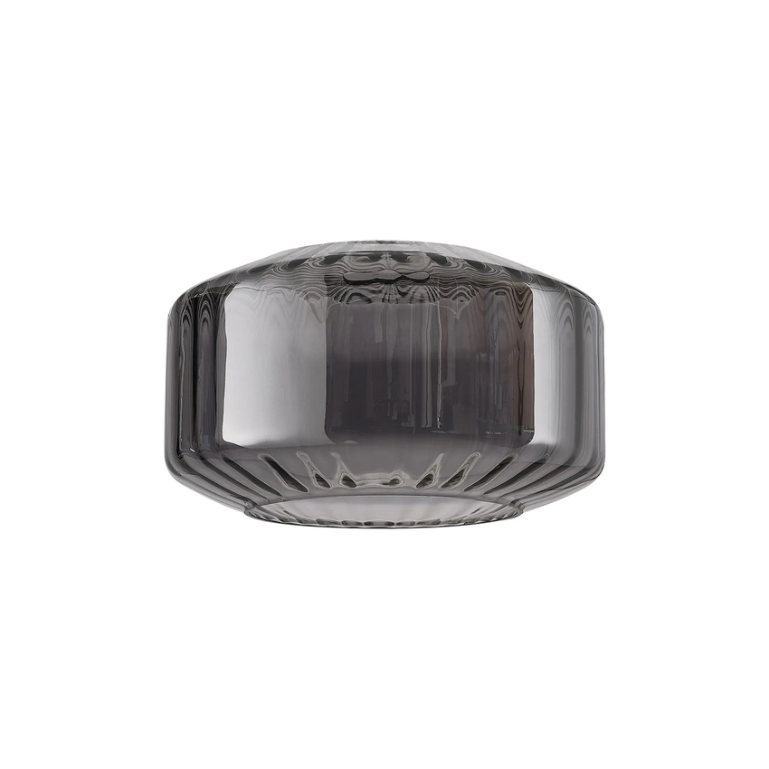 Photograph: Idolite Devine 30x16.5cm Chamfered Round Rippled Glass Shade Smoke Plated