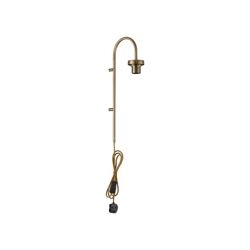 Photograph: Idolite Devine 50cm Antique Brass Curved 1 Light E27 Inline Switch Wall Light With Plug (FRAME ONLY)