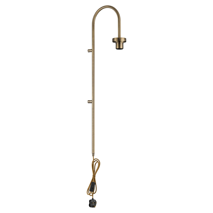 Photograph: Idolite Devine 85cm Antique Brass Curved 1 Light E27 Inline Switch Wall Light With Plug (FRAME ONLY)