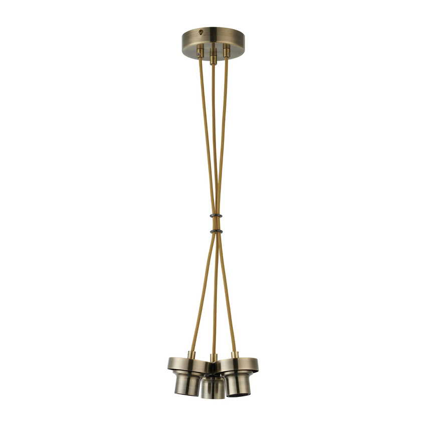 Photograph: Idolite Devine Antique Brass 3 Light E27 1m Cluster Pendant (FRAME ONLY), Suitable For A Vast Selection Of Glass Shades
