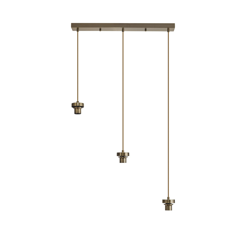Photograph: Idolite Devine Antique Brass 3 Light E27 2m Linear Multiple Pendant (FRAME ONLY)