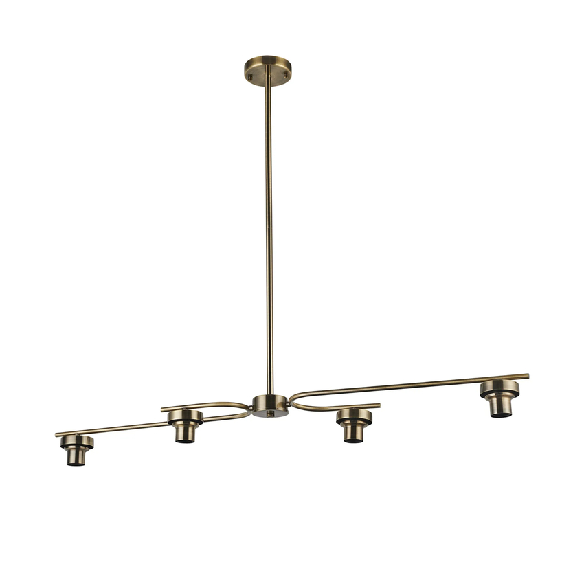 Photograph: Idolite Devine Antique Brass 4 Light E27 Fixed Linear Pendant (FRAME ONLY)