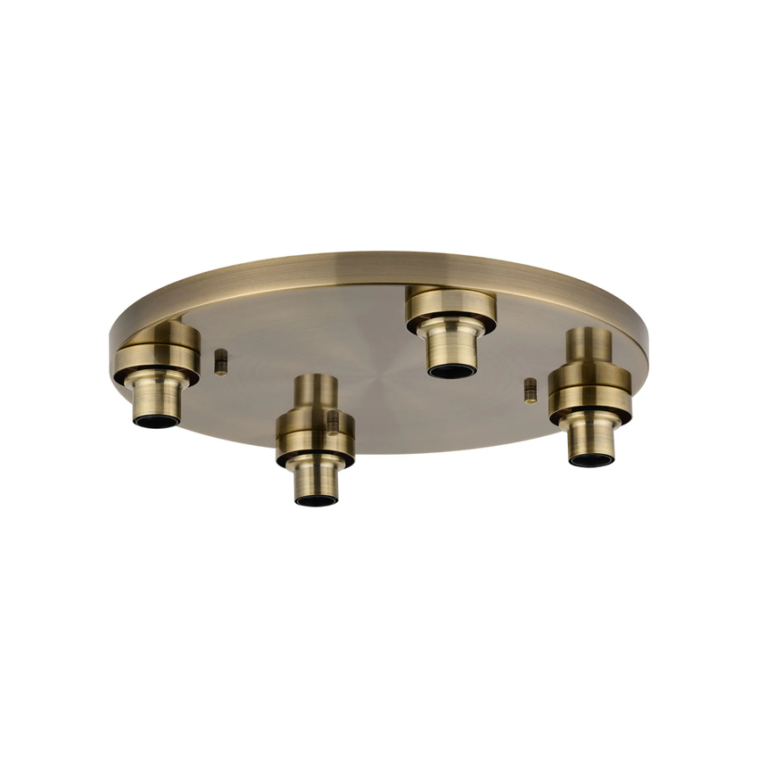 Photograph: Idolite Devine Antique Brass 4 Light E27 Round Flush Ceiling (FRAME ONLY)