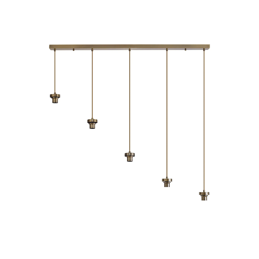 Photograph: Idolite Devine Antique Brass 5 Light E27 2m Linear Multiple Pendant (FRAME ONLY)