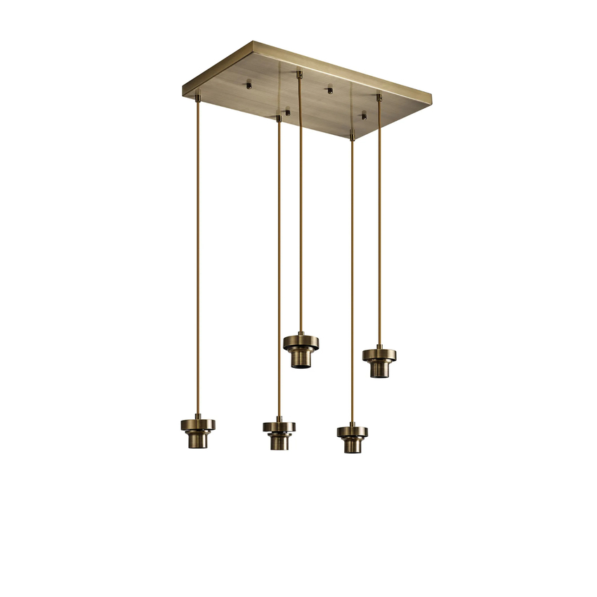Photograph: Idolite Devine Antique Brass 5 Light E27 2m Rectangular Multiple Pendant (FRAME ONLY)