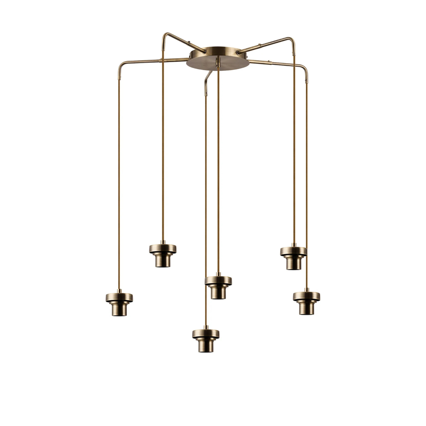 Photograph: Idolite Devine Antique Brass 6 Light E27 Round Multiple Spider Pendant (FRAME ONLY)