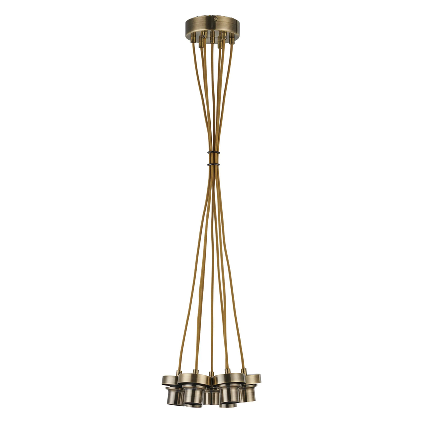 Photograph: Idolite Devine Antique Brass 7 Light E27 1.5m Cluster Pendant (FRAME ONLY), Suitable For A Vast Selection Of Glass Shades