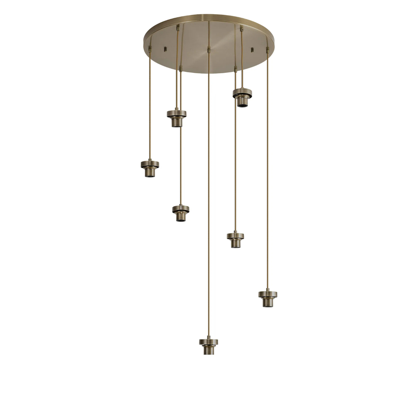 Photograph: Idolite Devine Antique Brass 7 Light E27 3m Round Multiple Pendant (FRAME ONLY)