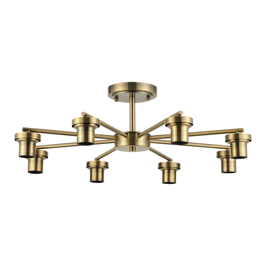 Photograph: Idolite Devine Antique Brass 8 Light Downward Semi Ceiling (FRAME ONLY)
