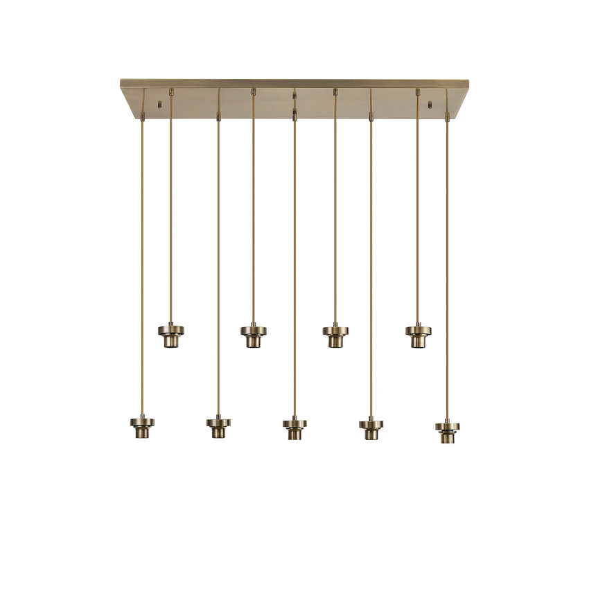 Photograph: Idolite Devine Antique Brass 9 Light E27 2m Rectangular Multiple Pendant (FRAME ONLY)