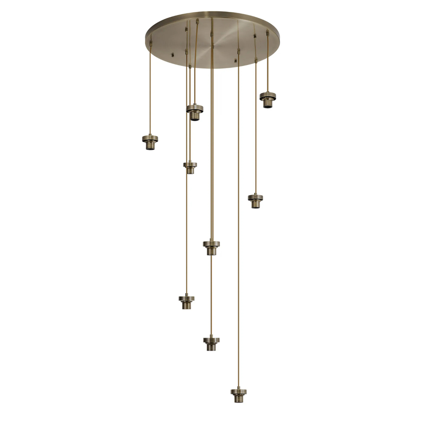 Photograph: Idolite Devine Antique Brass 9 Light E27 3m Round Multiple Pendant (FRAME ONLY)