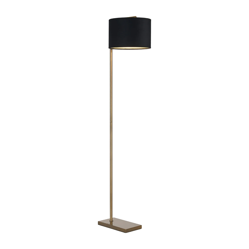 Photograph: Idolite Devine Floor Lamp, 1 Light E27, Antique Brass/Black/Prosecco 30x20cm Velvet Shade