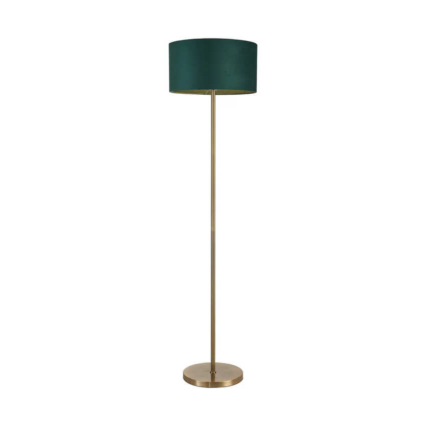 Photograph: Idolite Devine Floor Lamp, 1 Light E27, Antique Brass/Forest Green 40x22cm Velvet Shade