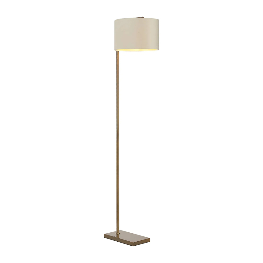 Photograph: Idolite Devine Floor Lamp, 1 Light E27, Antique Brass/Ivory/Champagne 30x20cm Velvet Shade