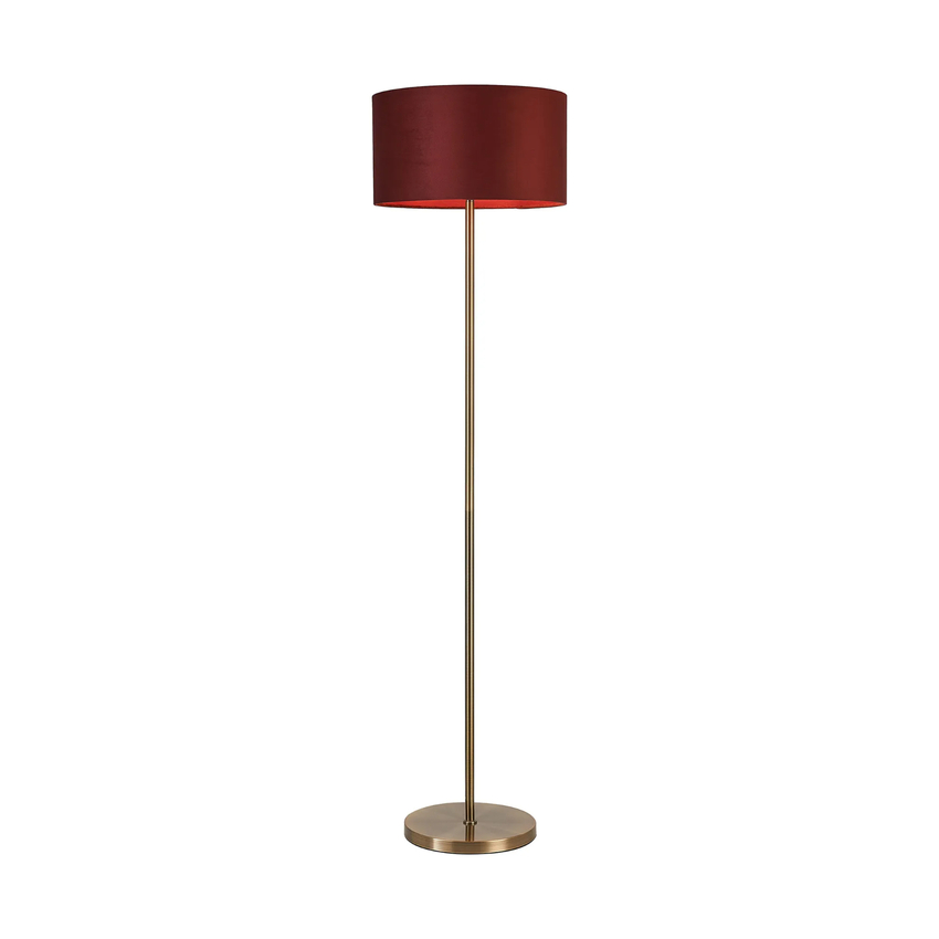 Photograph: Idolite Devine Floor Lamp, 1 Light E27, Antique Brass/Oxblood 40x22cm Velvet Shade