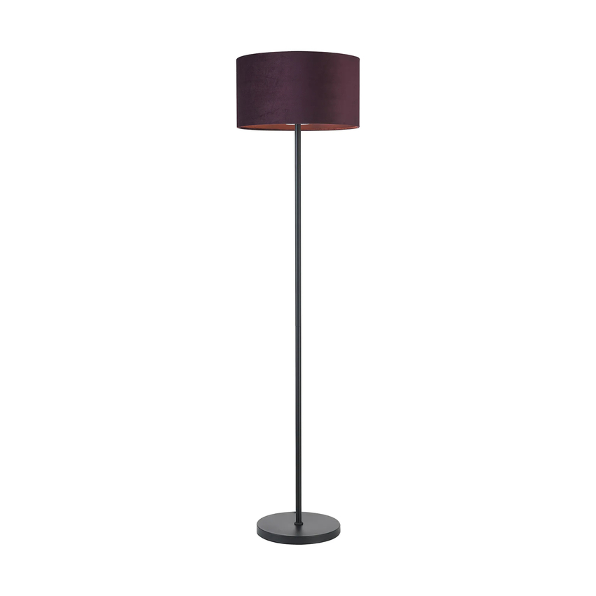 Photograph: Idolite Devine Floor Lamp, 1 Light E27, Satin Black/Aubergine 40x22cm Velvet Shade
