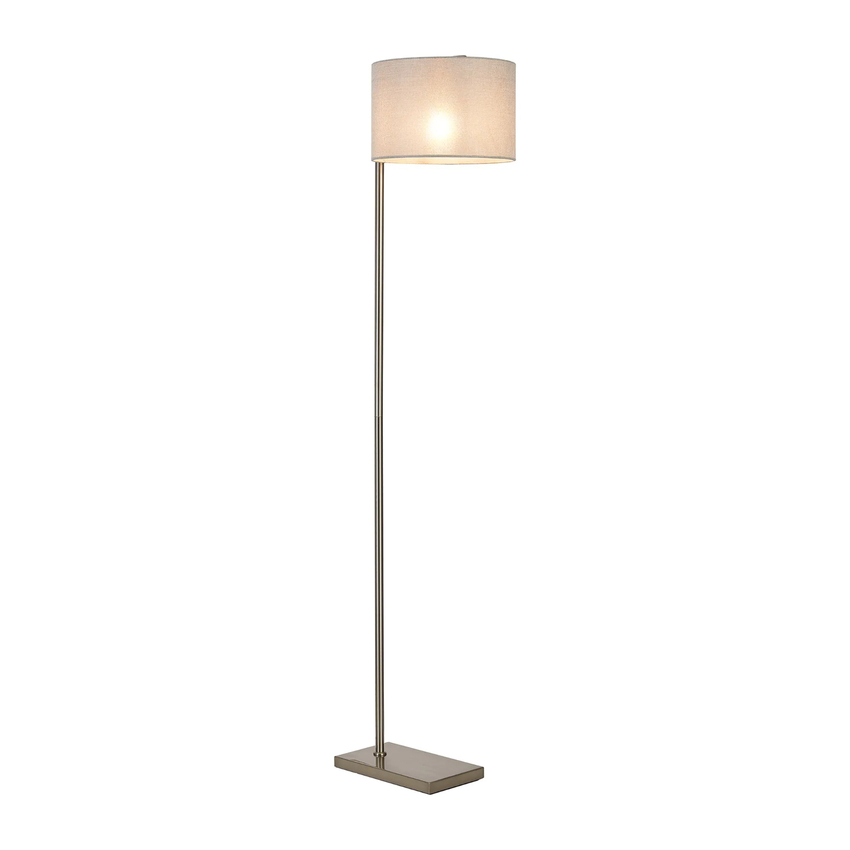 Photograph: Idolite Devine Floor Lamp, 1 Light E27, Satin Nickel/Cement 30x20cm Linen Shade