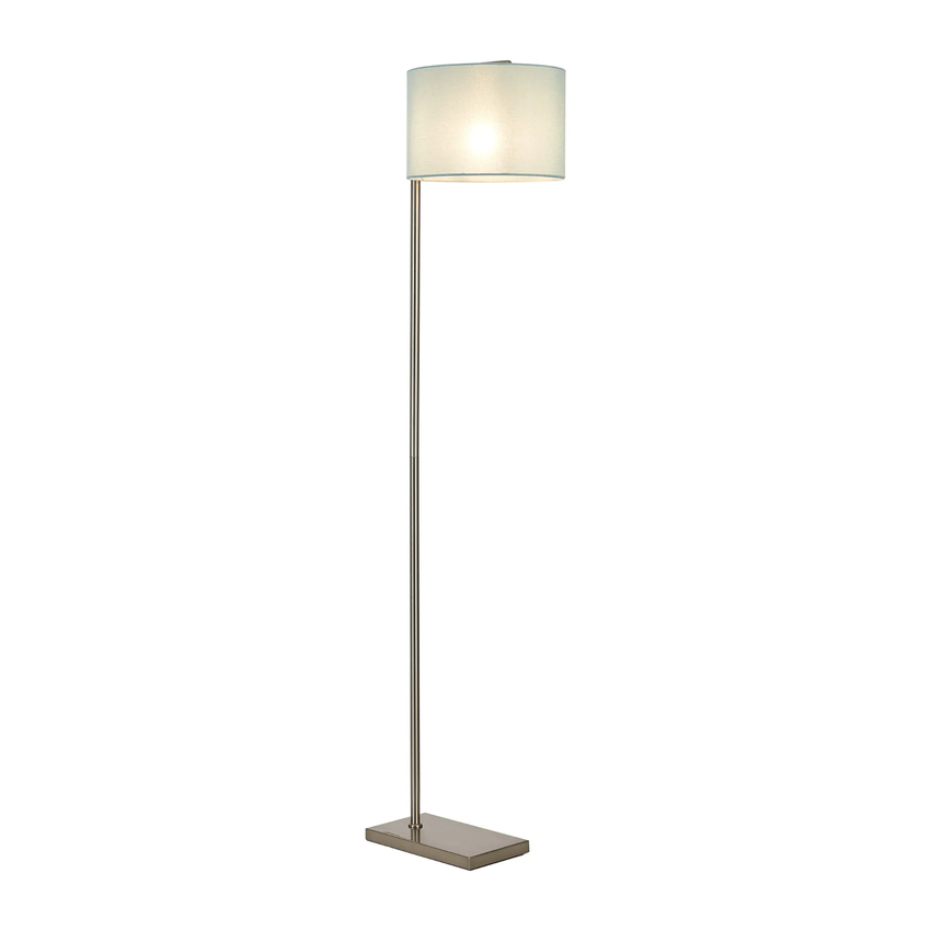 Photograph: Idolite Devine Floor Lamp, 1 Light E27, Satin Nickel/Duck Egg 30x20cm Linen Shade
