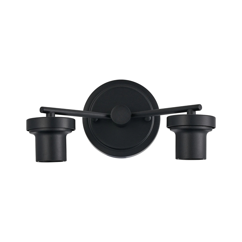 Photograph: Idolite Devine Satin Black 2 Light E27 Round Plate Wall Light (FRAME ONLY)