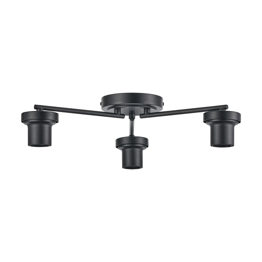 Photograph: Idolite Devine Satin Black 3 Light Flush Ceiling (FRAME ONLY)